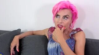 Skinny Philana with shaved pussy and pink hair gets dicked