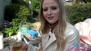 Outdoors video of drawing Paris Namby-pamby teasing for the camera